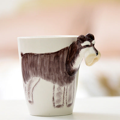 Festival gift Ceramic coffee milk tea mug 3D animal shape Hand painted Cow cup