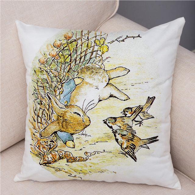 Cartoon Rabbit Peach Skin Fabric Pillow Cover Home Decoration Sofa Cushion Cover Seat Cover Easter Amazon AliExpress