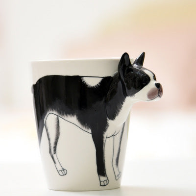 Festival gift Ceramic coffee milk tea mug 3D animal shape Hand painted Cow cup