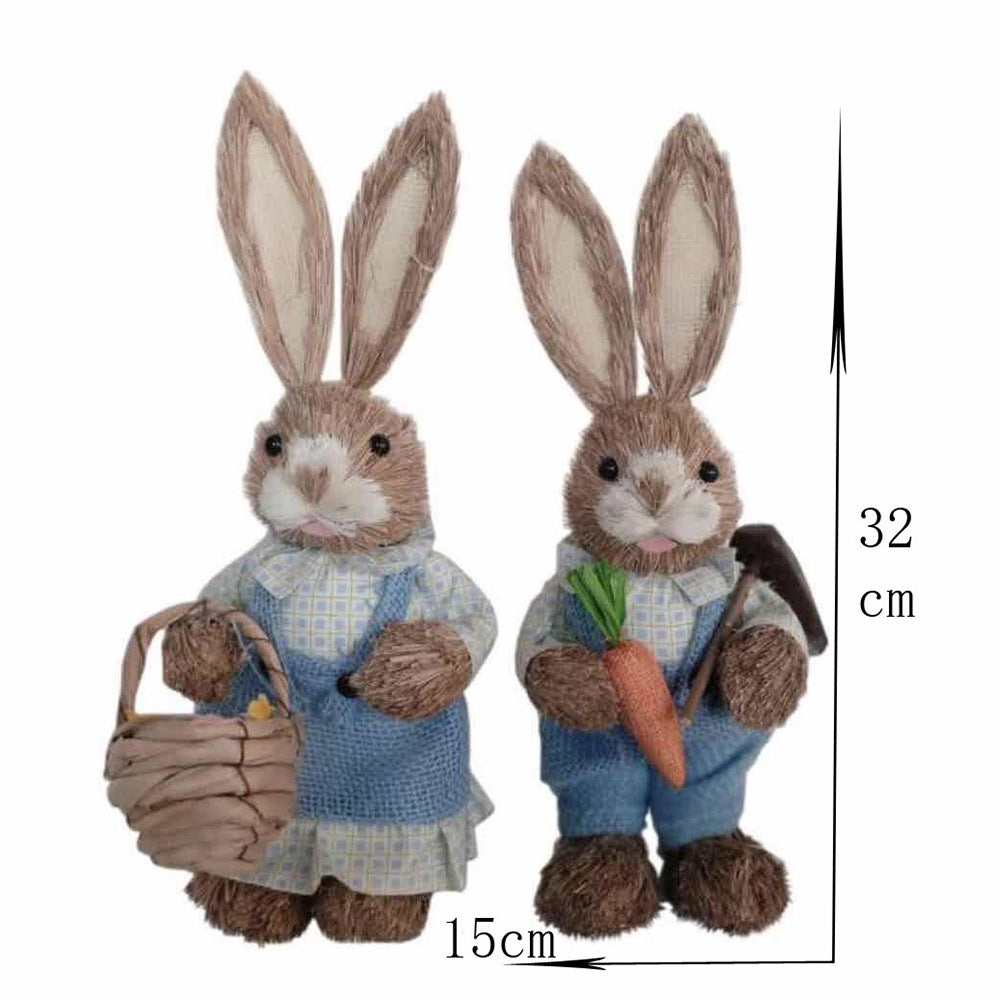 Simulation Papyrus Easter Rabbit Decoration Home Shopping Mall Garden Decoration European Fairy Tale Rabbit Decorations