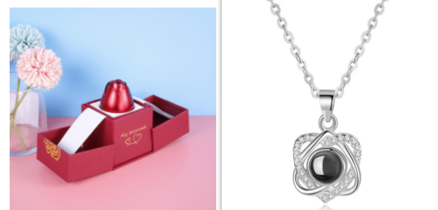 2023 Hot Valentine's Day Gifts Metal Rose Jewelry Gift Box Necklace For Wedding Girlfriend Necklace Gifts