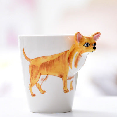 Festival gift Ceramic coffee milk tea mug 3D animal shape Hand painted Cow cup