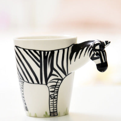 Festival gift Ceramic coffee milk tea mug 3D animal shape Hand painted Cow cup