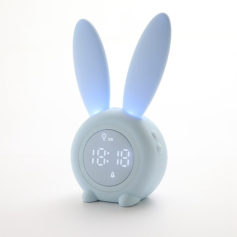 LED Digital Alarm Clock Bunny Ear Electronic LED Display Sound Control Cute Rabbit Night Lamp Desk Clock For Home Decoration