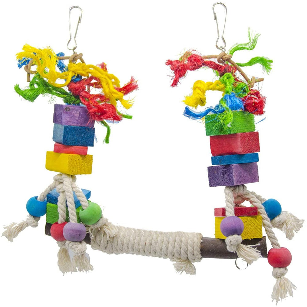 Parrot Chewing Wooden Bird Toys for Conures Cockatiels African Grey