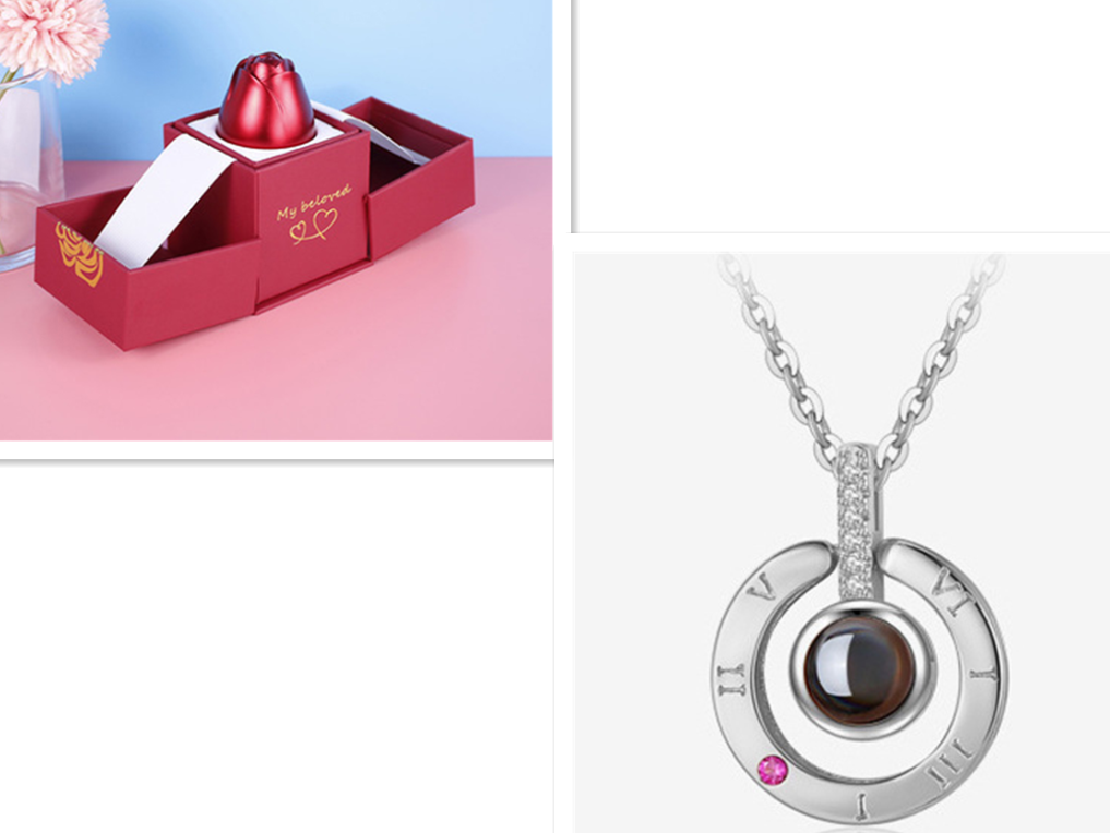 2023 Hot Valentine's Day Gifts Metal Rose Jewelry Gift Box Necklace For Wedding Girlfriend Necklace Gifts