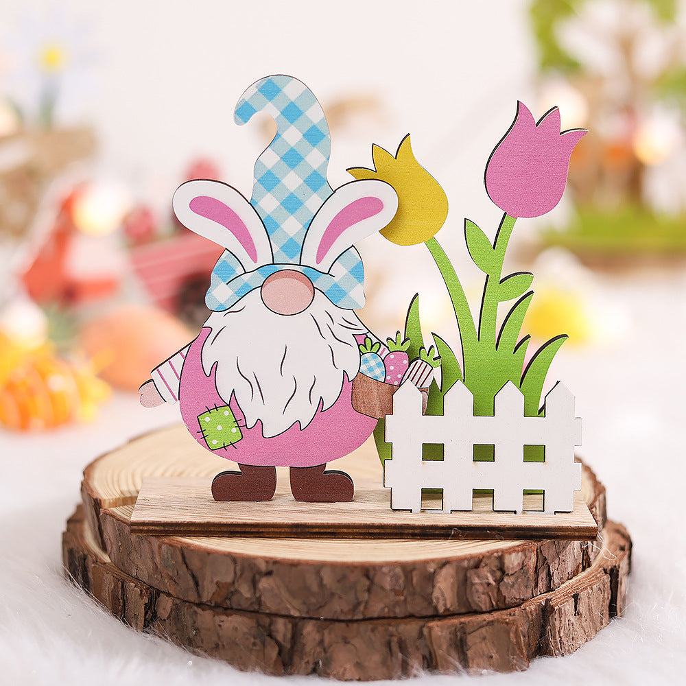 Easter Wooden Crafts Decoration Scene Dress Up Props