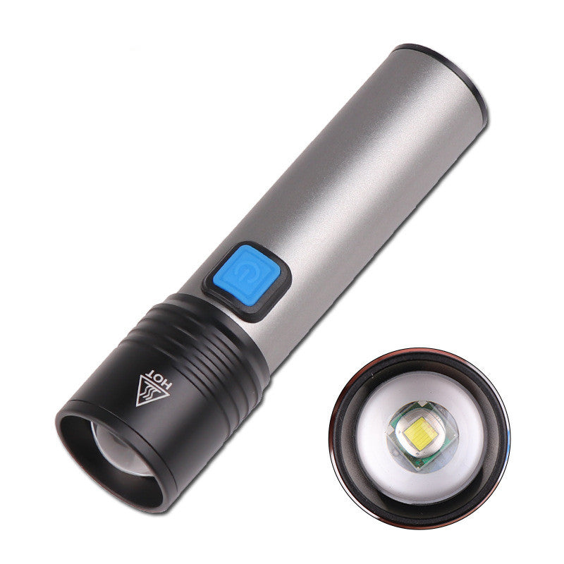 Built-in Battery USB Charging Telescopic Zoom Portable Glare Flashlight