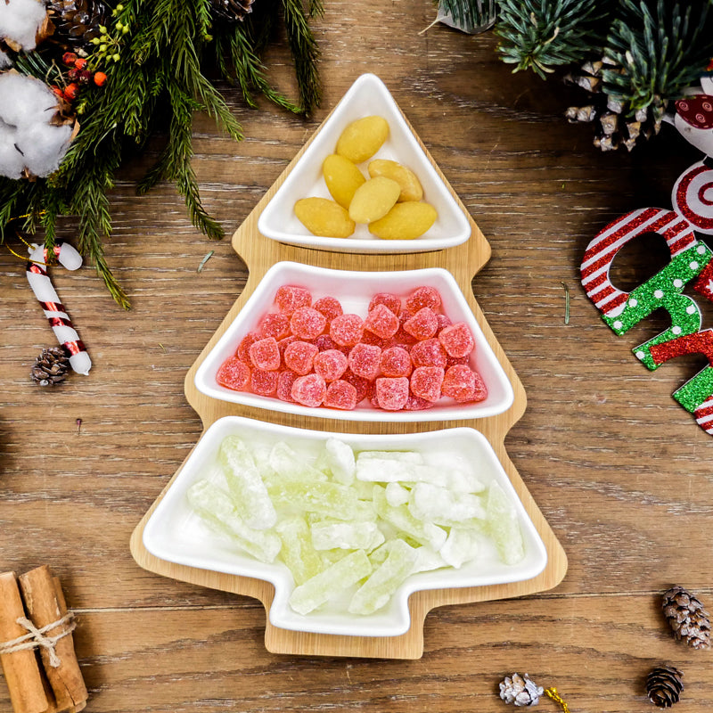 4Pcs Christmas Tree Ceramic Plates