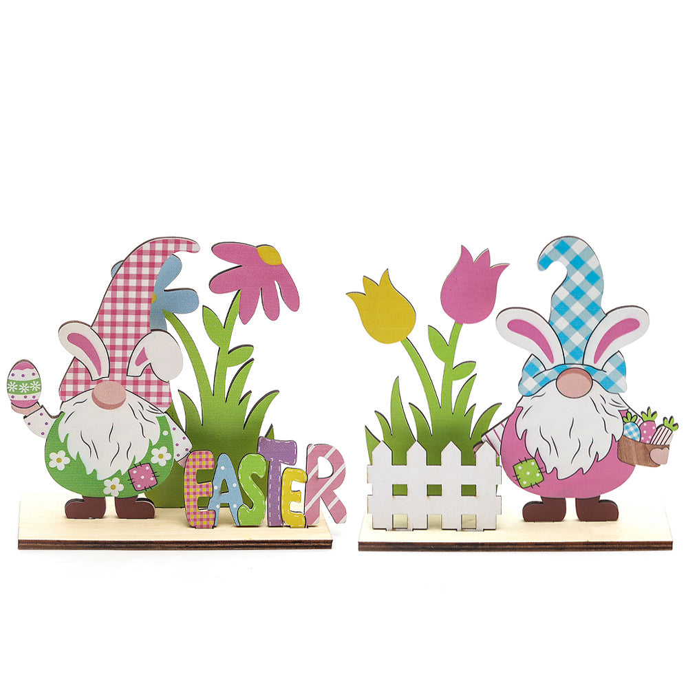 Easter Wooden Crafts Decoration Scene Dress Up Props