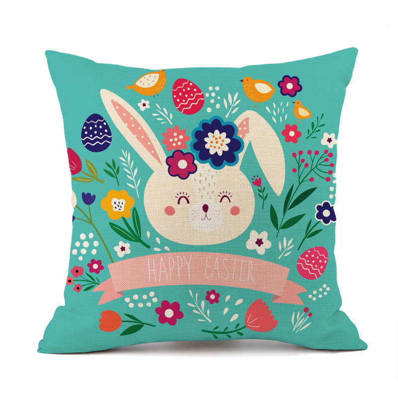 Easter Bunny Egg Cotton And Linen Cushion Case