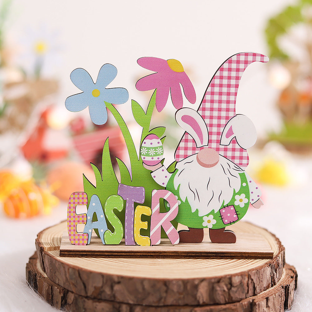 Easter Wooden Crafts Decoration Scene Dress Up Props