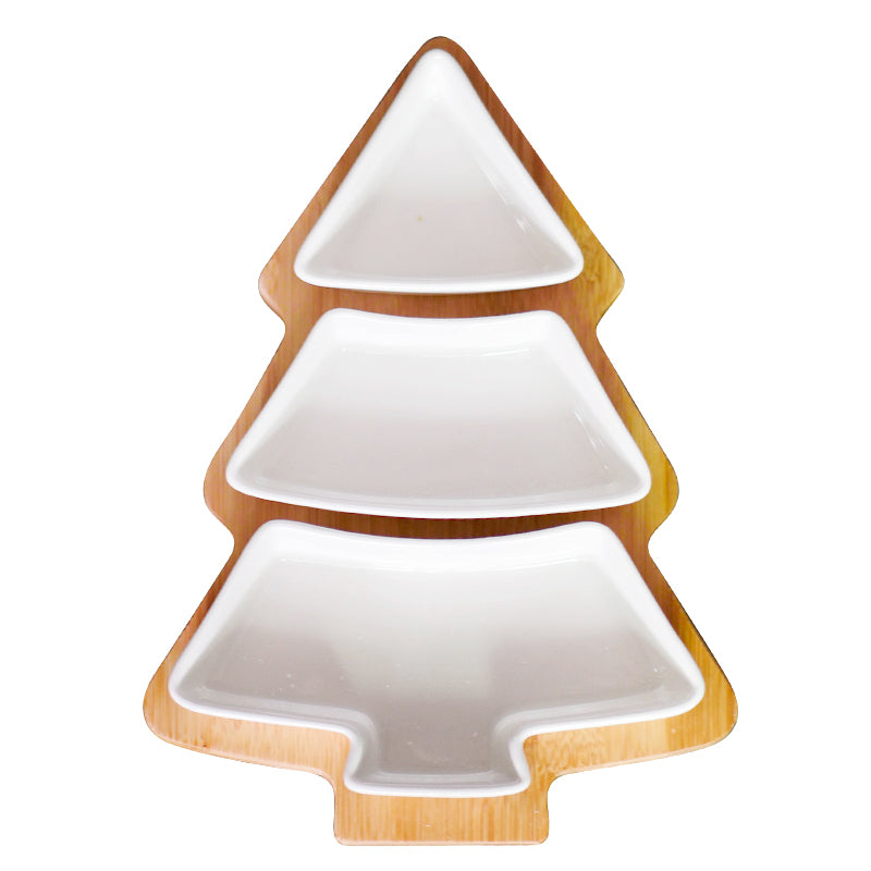 4Pcs Christmas Tree Ceramic Plates