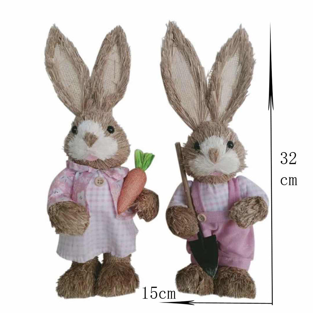 Simulation Papyrus Easter Rabbit Decoration Home Shopping Mall Garden Decoration European Fairy Tale Rabbit Decorations