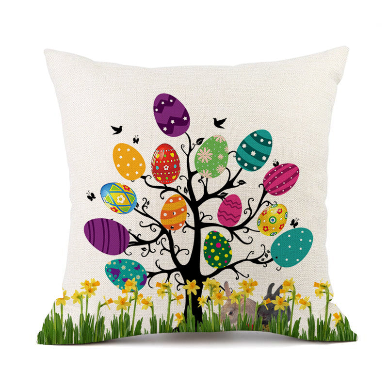 Easter Bunny Egg Cotton And Linen Cushion Case