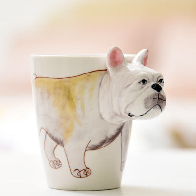 Festival gift Ceramic coffee milk tea mug 3D animal shape Hand painted Cow cup