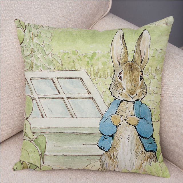 Cartoon Rabbit Peach Skin Fabric Pillow Cover Home Decoration Sofa Cushion Cover Seat Cover Easter Amazon AliExpress