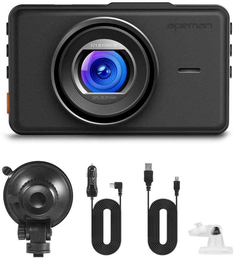 Apeman Dash Cam 1080P FHD DVR Car Driving Video Recorder 3 Inch LCD Screen 170° Wide Angle, G-Sensor, WDR, Parking Car Monitor