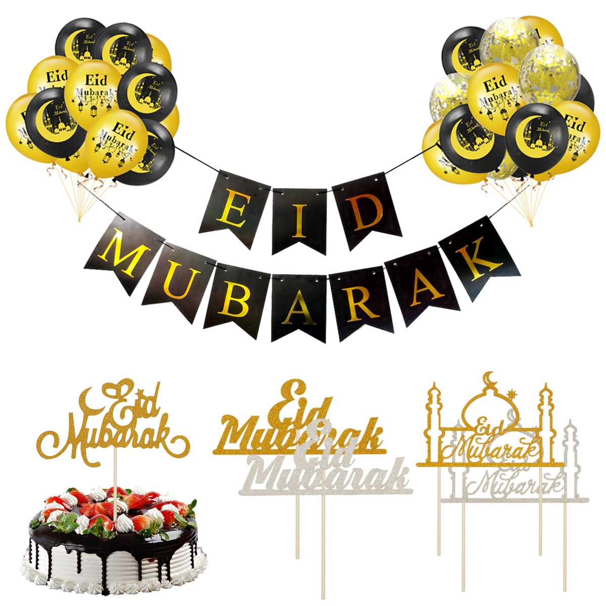 Ramadan Kareem Banner Balloons Eid Mubarak Decor Ramadan Decor Ramadan Mubarak Muslim Islamic Festival Party DIY Decorations