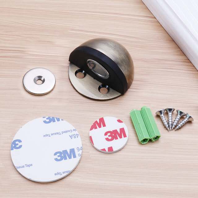 Stainless Steel  magnetic door stopper dual catch no punching door bumper  wedge wall Floor door stopper