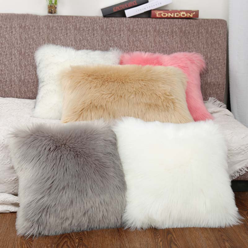 Nordic Faux Fur Cushion Cover Artificial Wool Throw Pillowcase Cushion Case Home Soft Living Room Bedroom Car Decorative 45x45cm