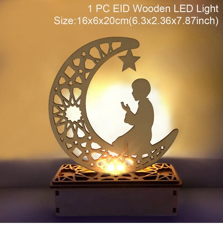 HUIRAN EID Wooden Candle Holder Eid Mubarak Ramadan Decoration For Home Ramadan Kareem Muslim Islamic Festival Party DIY Decor