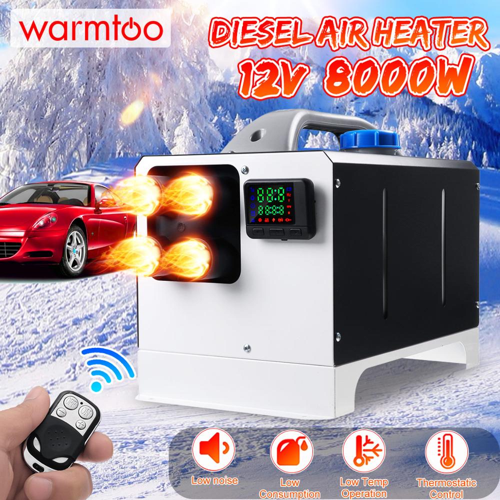 Warmtoo All In One Mini Diesel Air Heater 8KW 12V One Hole Car Heater For Trucks Motor-Homes LCD /Button Remote New Arrival