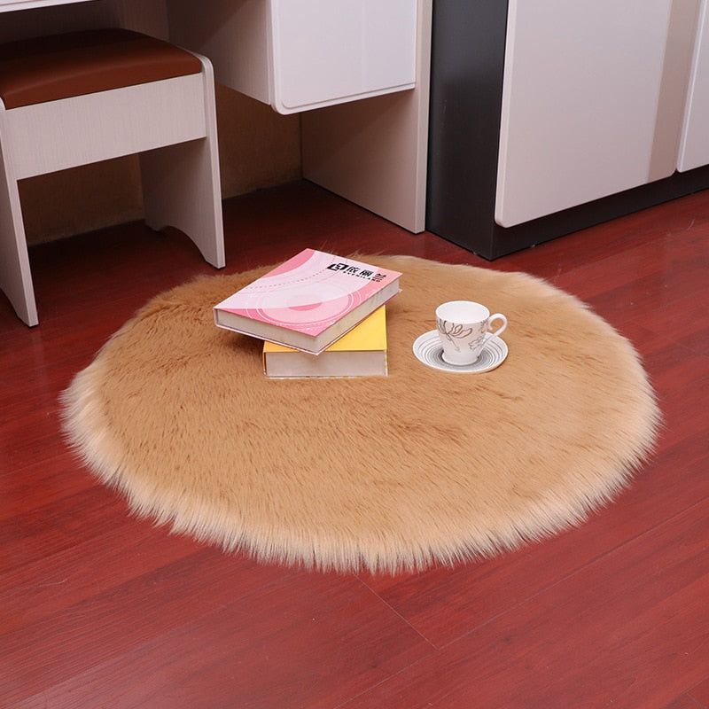 Luxury Soft Small Artificial Sheepskin Rug Chair Cover Bedroom Mat Artificial Wool Warm Hairy Carpet Seat Covers Washable Gift