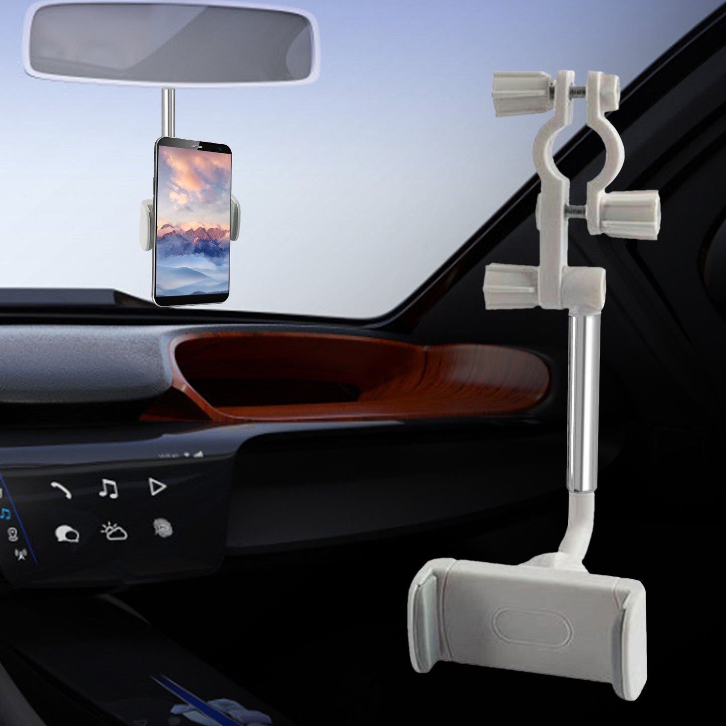 360 Degrees Car Rearview Mirror Mount Phone Holder For iPhone GPS Seat Smartphone Car Phone Holder Stand For Samsung For Huawei