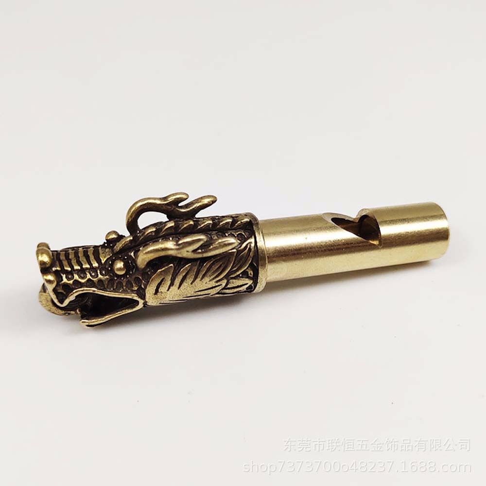 Handmade Brass Dragon Head Whistle Car Keys Chains Pendants Men Women Outdoor Survival Tools Whistles Necklaces Keychains Charm