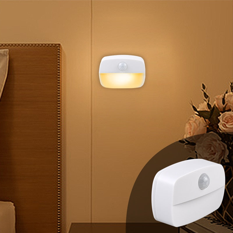 Motion Sensor Night Light EU Plug In 220V Battery Powered Motion Detector LED Night Lamp for Bedroom Closet Kitchen Toilet Stair