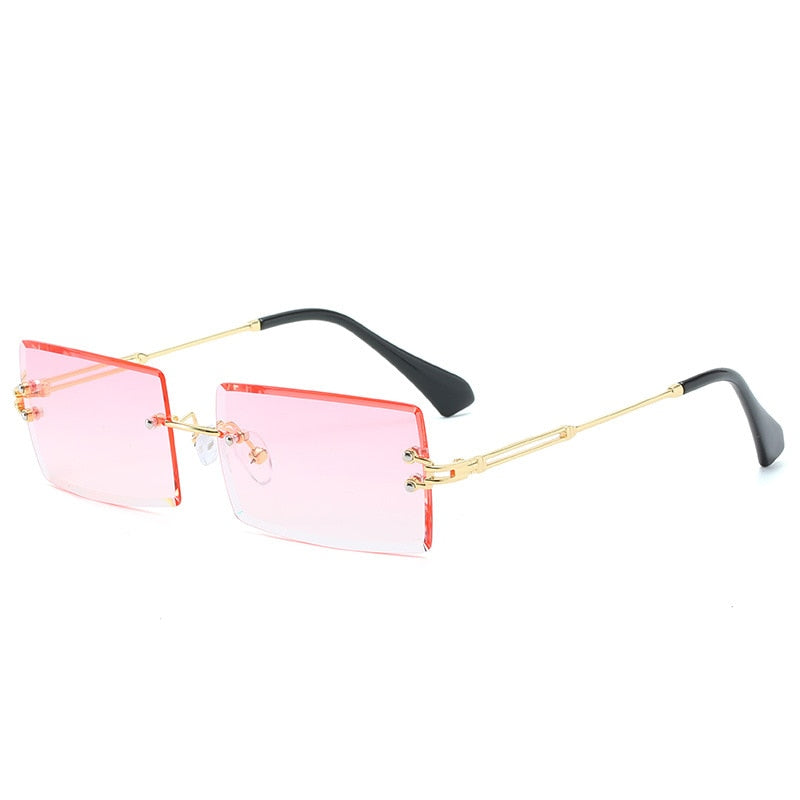 Rectangle Steampunk Sunglasses Women Vintage Sunglasses Men Retro Rimless Sunglasses Brand Designer Luxury Eyewear Glasses