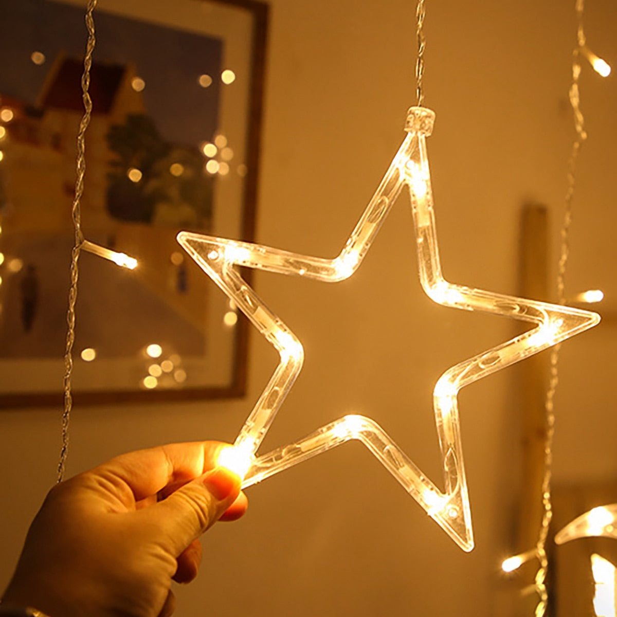 Star Moon Led Curtain Garland String Light EID Mubarak Ramadan Decorations for Home 2023 Islam Muslim Event Party Supplies Decor