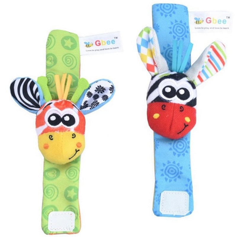 Infant Socks Wrist Rattle Toys Baby Toys 0-12 Months Newborn Cartoon Animal Plush Socks Wrist Strap Rattle For Baby Girl Boy Hot