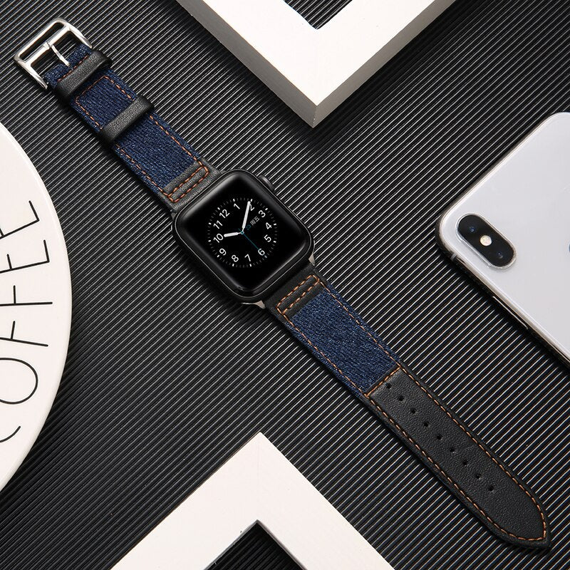 Fabric&amp;Genuine Leather strap for apple watch band 42mm 38mm 44mm 40mm 45mm 41mm iwatch SE/7/6/5/4/3/2 bracelet belt Accessories