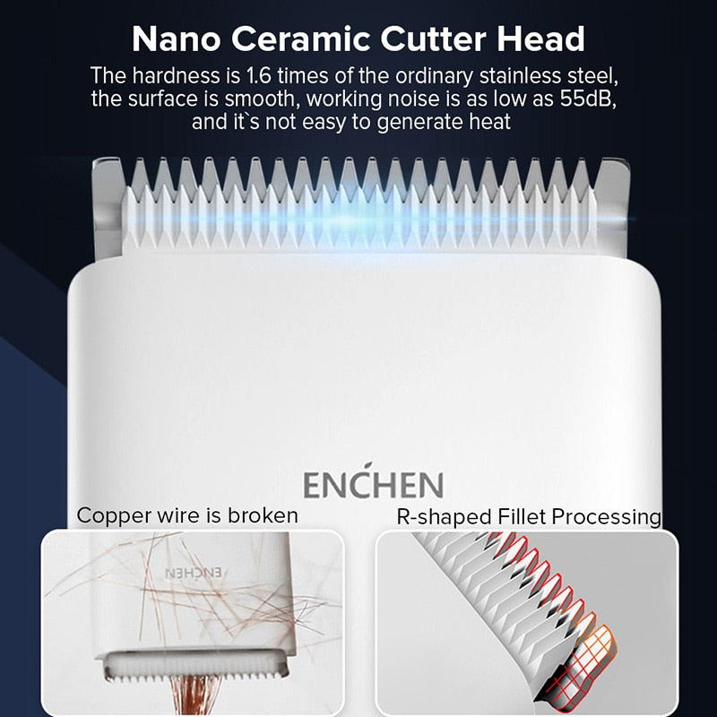 ENCHEN Boost USB Electric Hair Clippers Trimmers For Men Adults Kids Cordless Rechargeable Hair Cutter Machine Professional