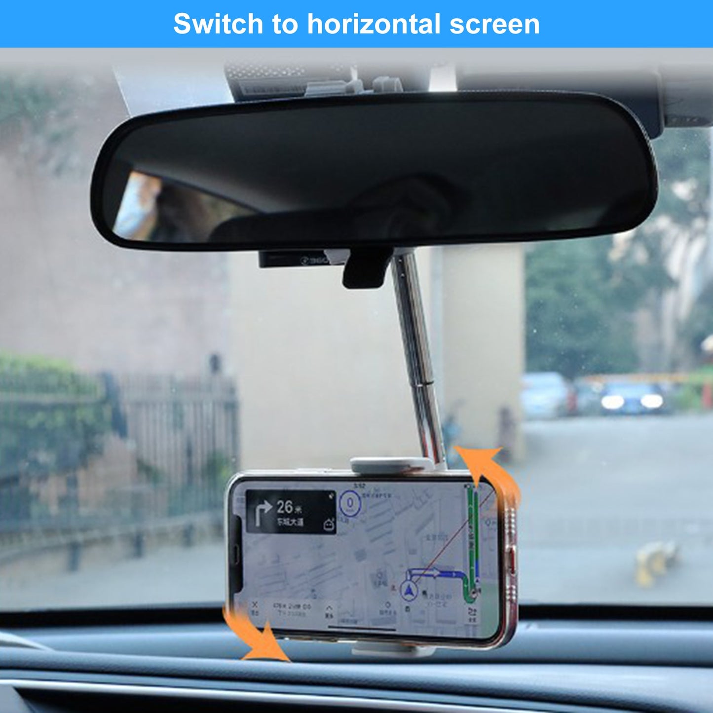 360 Degrees Car Rearview Mirror Mount Phone Holder For iPhone GPS Seat Smartphone Car Phone Holder Stand For Samsung For Huawei