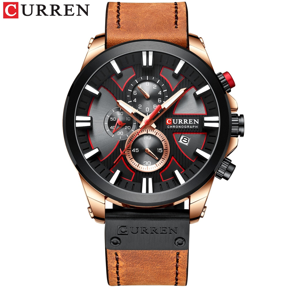 CURREN Men Watch Leather Brand Luxury Quartz Clock Fashion Chronograph Wristwatch Male Sport Military 8346 Relogio Masculino