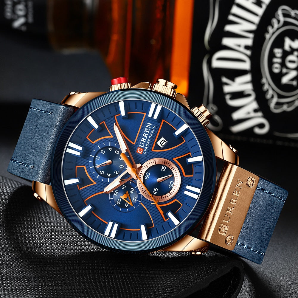 CURREN Men Watch Leather Brand Luxury Quartz Clock Fashion Chronograph Wristwatch Male Sport Military 8346 Relogio Masculino