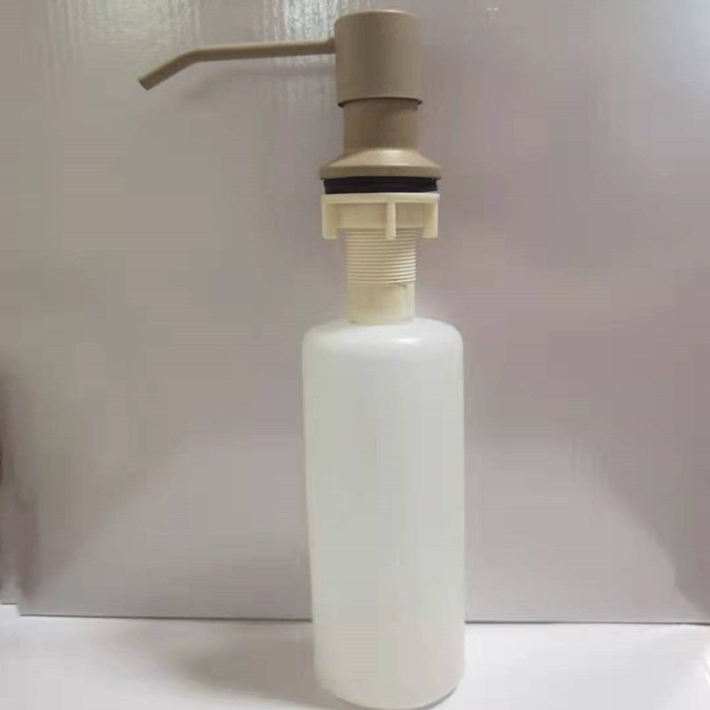 Soap Dispenser White/Beige ABS+Stainless Steel Kitchen Dispenser Deck Mounted Sink Manual Liquid Soap Dispenser Bottle 400 ML