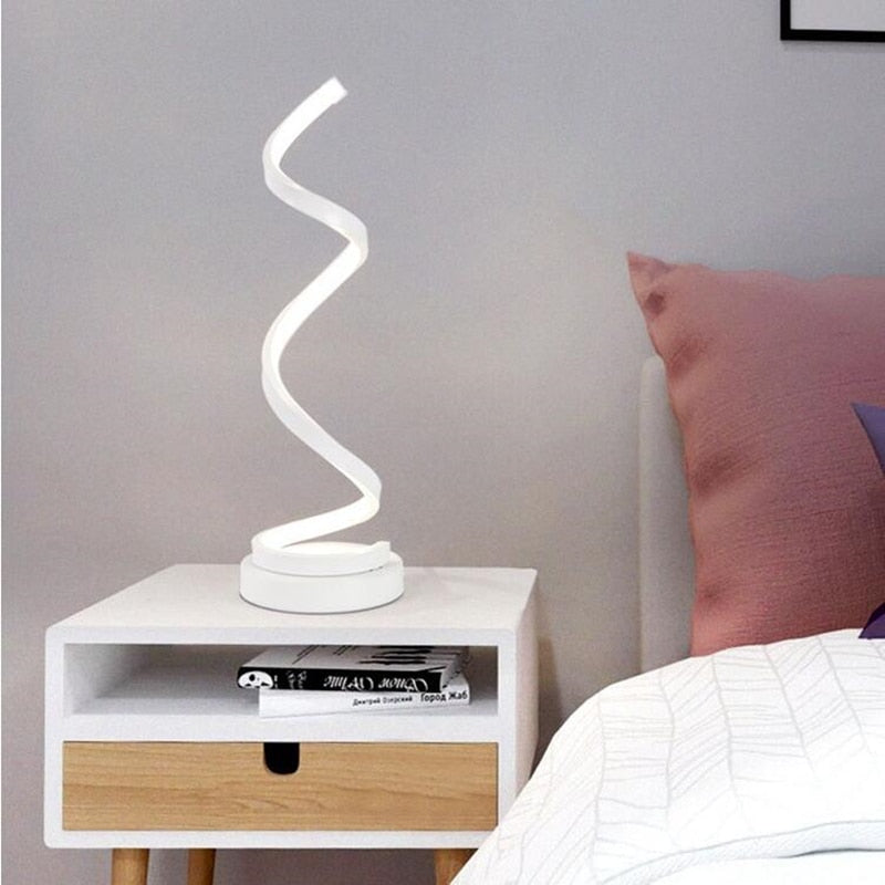 LED Spiral Table Lamp Home Living Room Bedroom Decoration Lighting Bedside Light