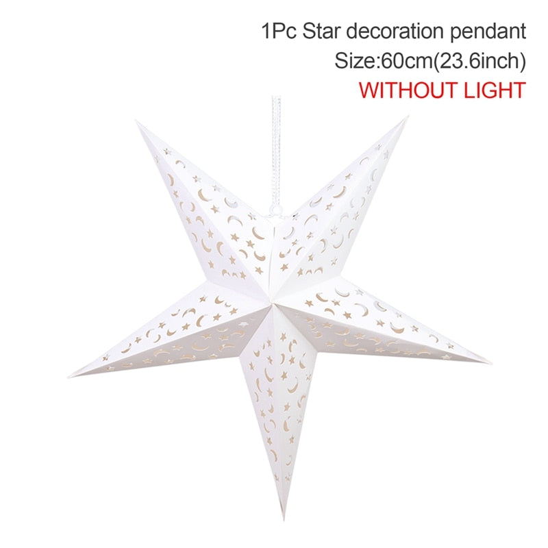 30-75cm Hollow Star Hanging Pendant Eid Mubarak Christmas Ramadan Decoration 2023 Islamic Muslim Party Decor Ramadan Kareem Gift