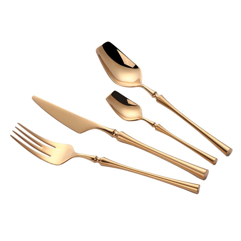 Forks Knives Spoons Dinner Set Cutlery European Wester Kitchen Dinnerware Stainless Steel Home Party Tableware Set Dinnerware