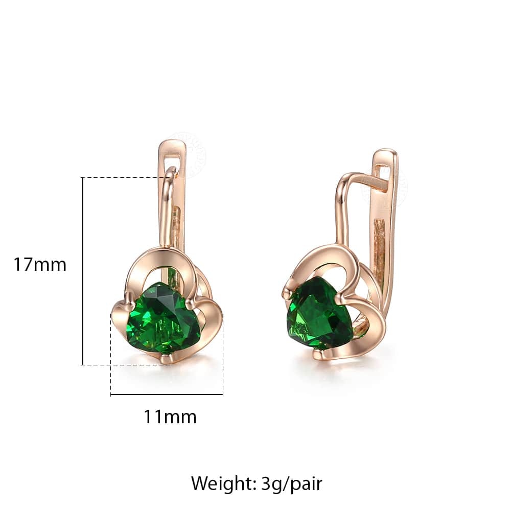 Rose Gold Color Earrings For Women Green Round Stone Cubic Zircon Drop Earrings White Geometric Luxury Trendy Jewelry GE278