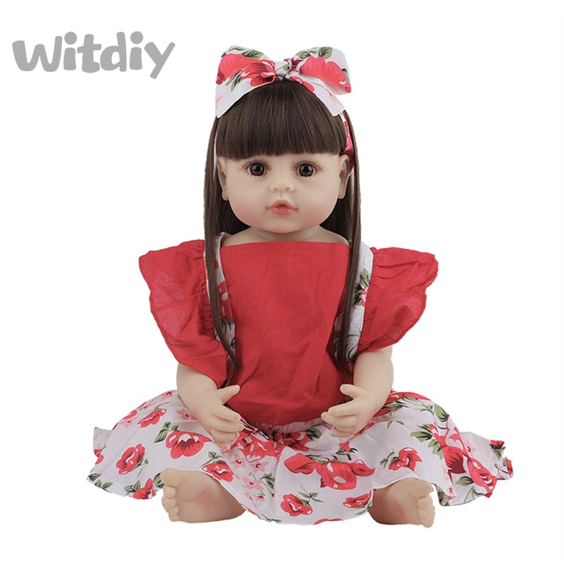 Witdiy 55CM Bebe Doll Bebe Reborn Baby Dolls for Children Toys Toddler Full Body Silicone Girl Reborn Doll with Summer Clothes