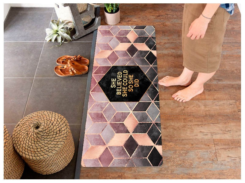 Waterproof Oilproof Kitchen Mat Antislip Bath Mat Soft Bedroom Floor Mat Living Room PVC Leather Carpet Doormat Kitchen Rug