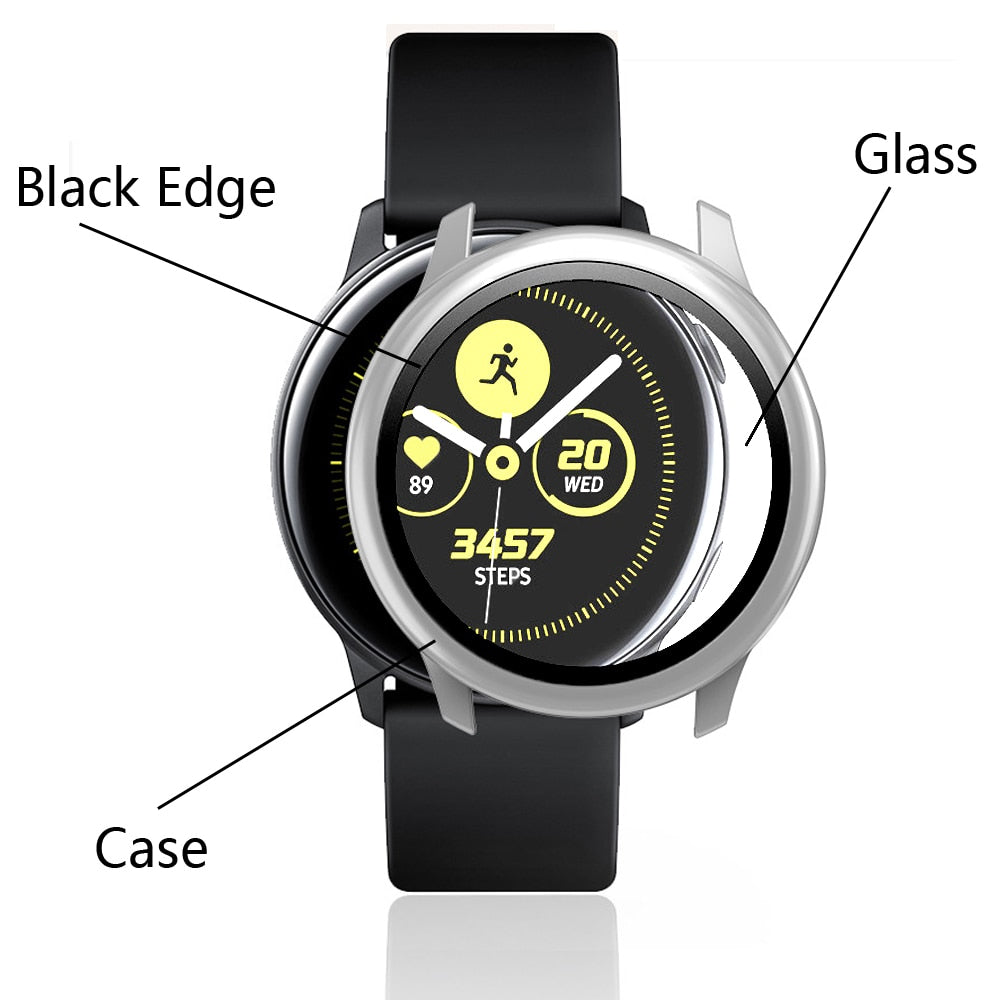 Glass+Case For Samsung Galaxy watch active2 44mm 40 mm All-Around cover bumper+Screen Protector Galaxy watch active 2 44mm 40mm