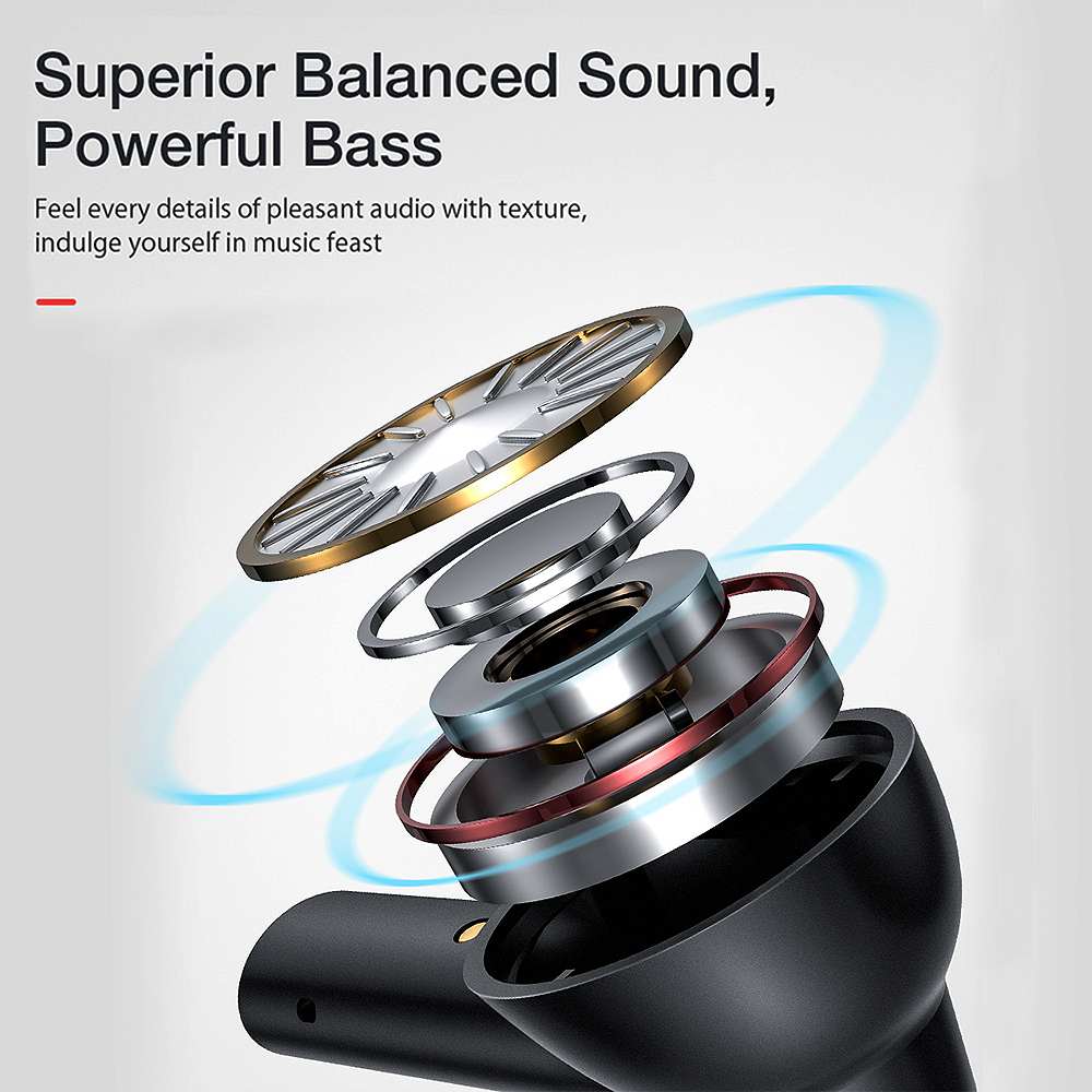 AIRAUX AA-UM7 TWS Wireless Bluetooth-compatible Earphone Stereo Bass Touch Control Wireless Headphones Sport Headsets