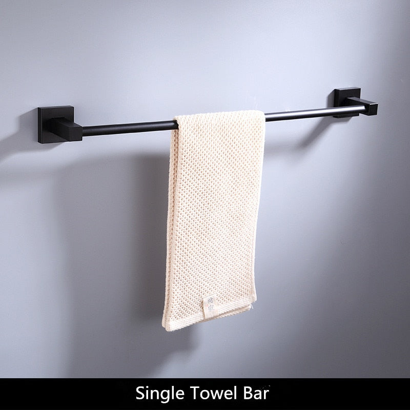 Bathroom Accessories Towel Rail Paper Holder,Towel Bar,Toilet Brush Holder,towel rack Black bathroom Hardware set Aluminum