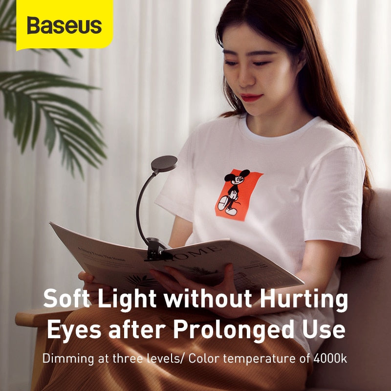 Baseus Clip Table Lamp LED Desk Lamp Flexible Touch Study Reading Lamp For Bedroom Bedside Desktop USB Rechargeable Table Light